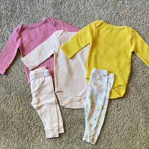 Bundle of 3 Long Sleeve Onesies and 2 Pants